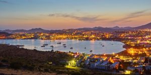 Night view to the bay and the cityscape of Bodrum, Turkey